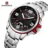 NAVIFORCE 9215 Men Wristwatch Top Brand Luxury Waterproof Watch Original Stainless Steel Sport Military Quartz Male Clock - Silver Black Red